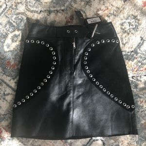 Black leather/suede studded skirt